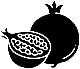 fruit illustration pomegranate silhouette organic logo fresh icon food outline nature juice ripe healthy natural diet seed sweet closeup shape women vector graphic background