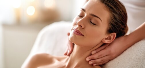 The woman receiving a relaxing neck and shoulder massage in a serene spa