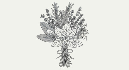 Elegant herbal bouquet showcasing fresh rosemary lavender basil and sage artistry