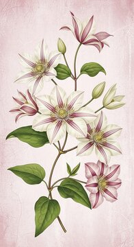 Elegant Floral Arrangement of Flowers on Pink Textured Background