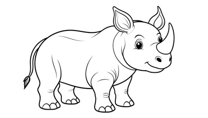 Fototapeta premium Cute cartoon rhino outline