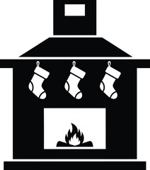 Fireplace with christmas stockings, a cozy home decoration for winter holidays