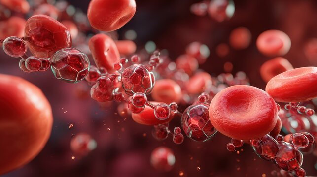 World Thrombosis Day, Highly detailed 3D medical illustration of blood clot dissolving with treatment, red blood cells and medication molecules interacting