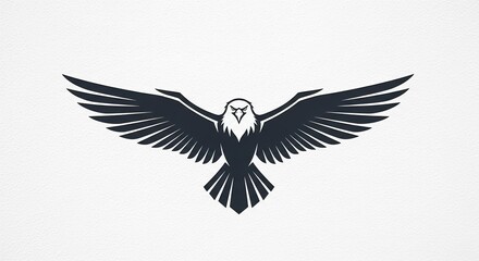Minimalist Black Eagle Silhouette with Spread Wings. Simple Flying Bird Icon in a Clean Vector Style, Perfect for a Modern Logo or Brand Symbol