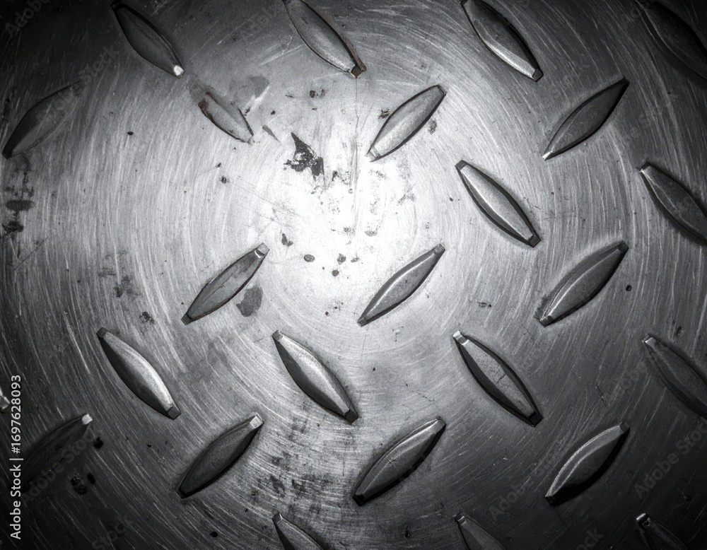 Aufkleber close-up view of textured metal surface with diamond pattern design