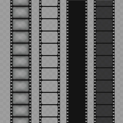 Realistic set of blank retro film strips and negatives. Vector