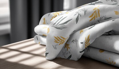Folded fabric with a subtle floral print