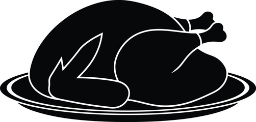 Illustration of a roasted turkey a platter, perfect for thanksgiving or christmas