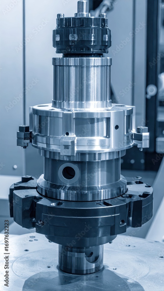 Poster precision engineering component in industrial machinery workshop