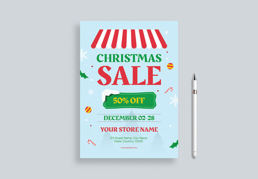 Festive Christmas Sale Flyer Template Design