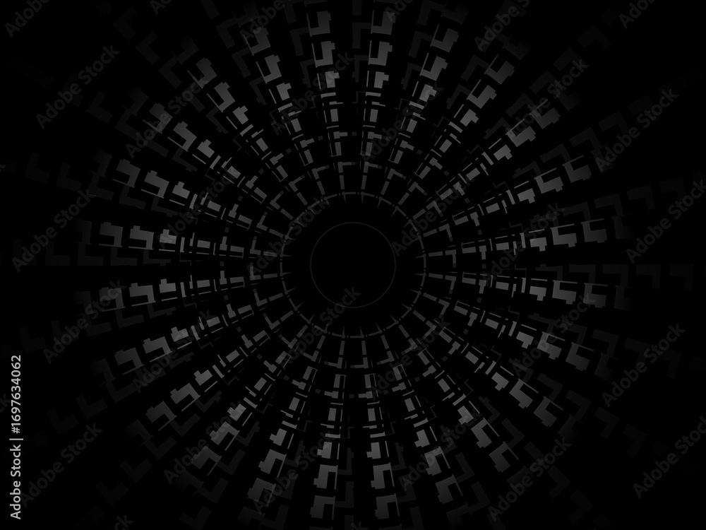 Poster abstract futuristic dark black background with circular wave design. realistic 3d wallpaper with mod