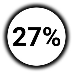 27% discount and  percent black and white round icon