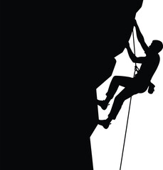 Silhouette of a rock climber scaling a cliff, challenging limits of endurance