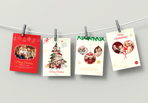 Joyful Merry Christmas Photo Card Templates Set