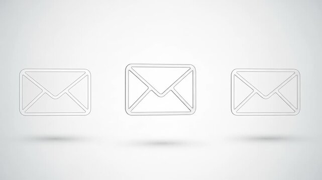Three minimalistic envelope icons floating in a light background, symbolizing email communication