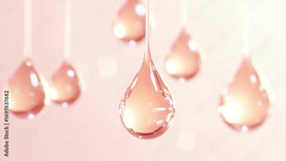 Poster glimmering water drops on soft pink background creating a dreamy and serene atmosphere for creative 
