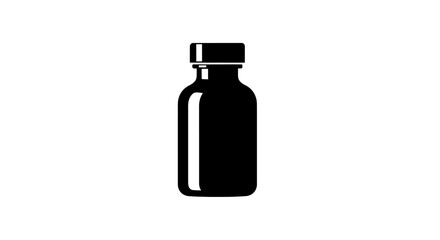 Minimalist black silhouette of a bottle with cap against a white background icon