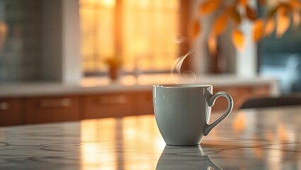 Stylish lone coffee cup with delicate steam swirls, embodying serene solitude.