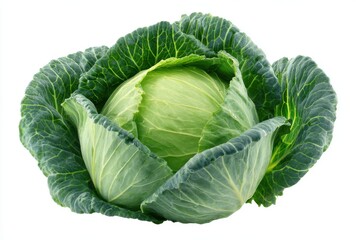 Fototapeta premium Fresh Green Cabbage on White Background