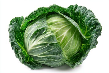 Obraz premium Fresh Savoy Cabbage on White Background