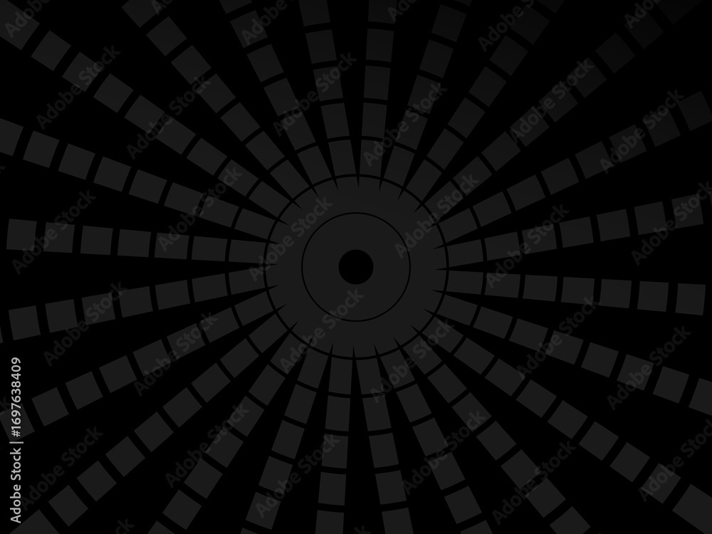 Poster abstract futuristic dark black background with circular wave design. realistic 3d wallpaper with mod