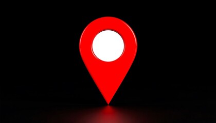 Red map marker on black background