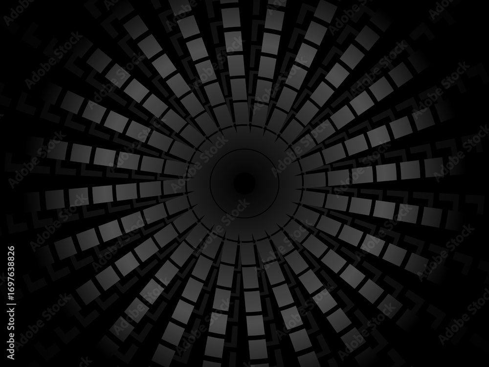 Poster abstract futuristic dark black background with circular wave design. realistic 3d wallpaper with mod