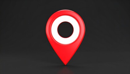 Red map marker on dark background