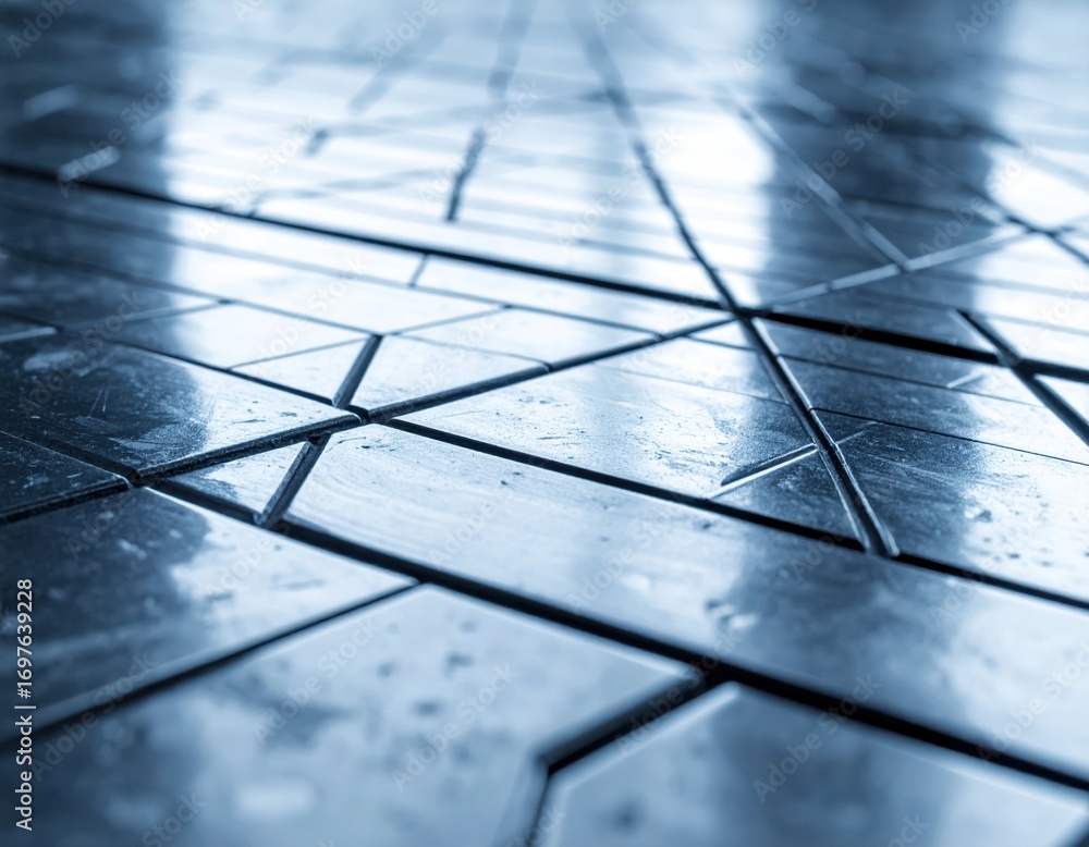 Poster modern architectural floor with geometric pattern and reflection