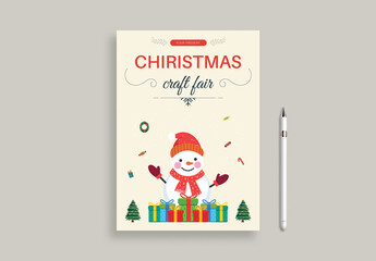 Festive Christmas Craft Fair Flyer with Illustration