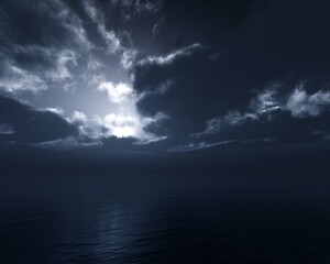 Naklejka premium Stormy sky over the sea, menacing seascape, 3d rendering