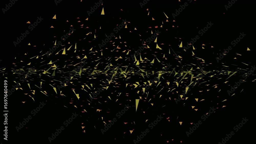Poster animated abstract triangles dark background loop gold green brown festive elegant luxury design. abs