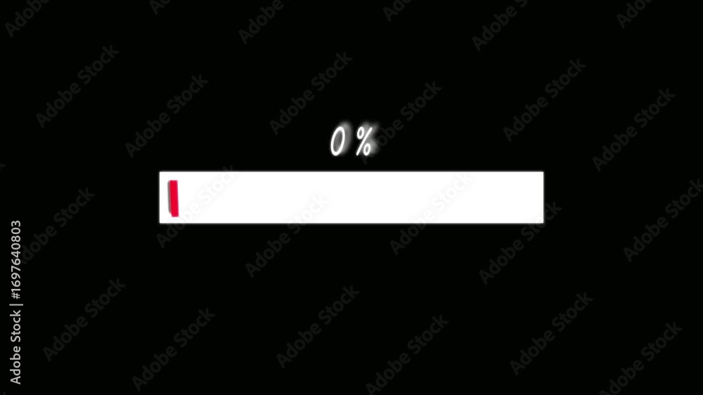 Aufkleber loading screen zero percent red progress bar animation hud interface digital seamless loop clean. an