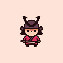 Cute samurai warrior logo
