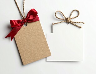 Blank Christmas Gift Tag and Greeting Card – Minimal Holiday Stationery on White Background
