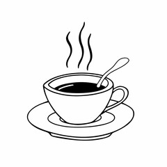 Obraz premium Steaming Cup of Coffee with Spoon