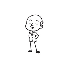 Old person in formal suit black and white vector illustration portrait elegant classic digital artwork