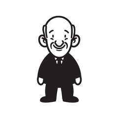 Old person in formal suit black and white vector illustration portrait elegant classic digital artwork