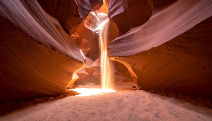 Sunlight streaming through a sandstone canyon