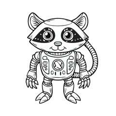 Fototapeta premium Civet Robot vector illustration in hand-drawn sketch style with minimalist detail
