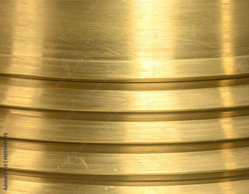 Poster close-up of smooth golden metallic surface with linear texture