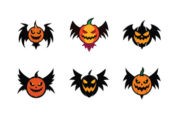 set of a jack-o-lantern with wings vector art