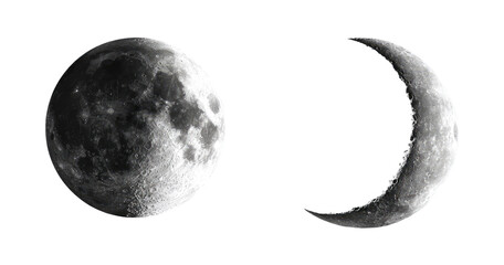 Obraz premium Full moon and crescent moon