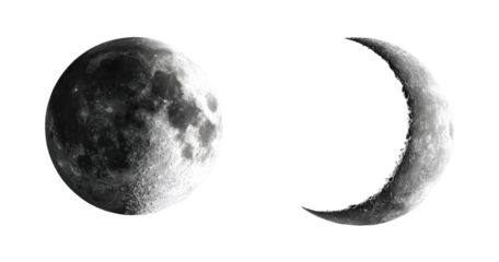 Full moon and crescent moon