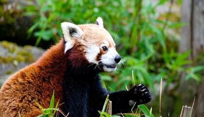 Red panda portrait in a natural setting