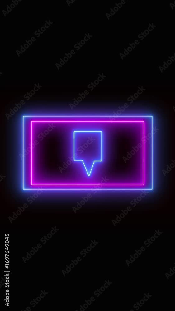 Poster broadcast graphic motion graphics neon glow speech bubble vertical video. abstract modern technology