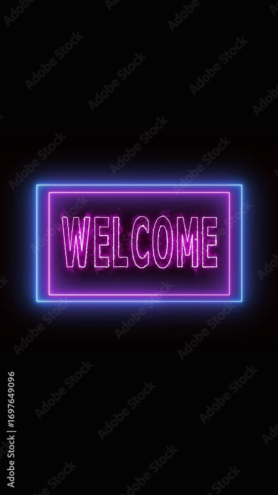 Poster nightclub party event title sequence neon welcome sign animation vertical video.intro opener invitat