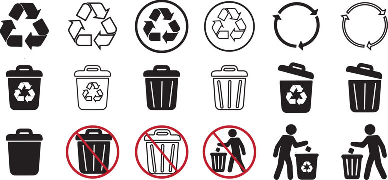 Eco-Friendly Recycle Icons Set &ndash; Sustainability, Green Energy & Environment Symbols