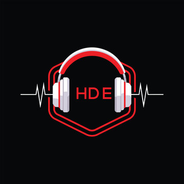 HDE  Headphone Company logo. HDE Modern Music logo design for entrepreneur and business. HDE Entertainment Branding best icon.
