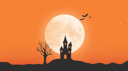 halloween background,halloween background with moon castle bats and scary tree,vector illustration of a halloween background